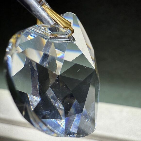 Large Faceted Crystal Heart Pendant with Gold-Tone Bail – 1.5” - Picture 8 of 17